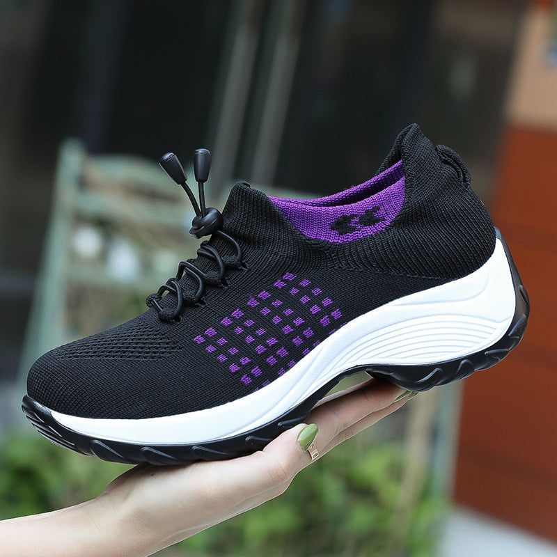 High Elastic Weaving Breathable Shoes Trendy Fashion Lightweight Socks Sports Women's Shoes